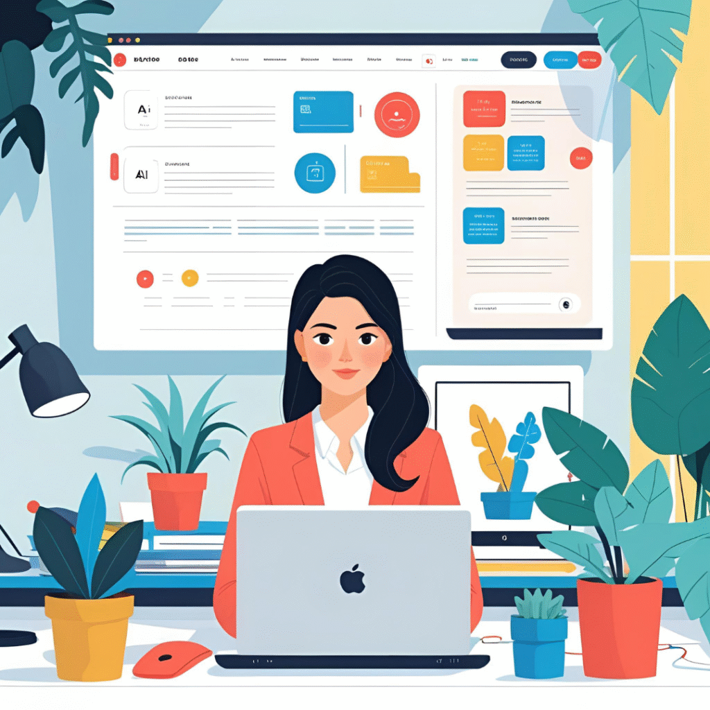 Persona trabajando desde casa con ChatGPT en pantalla